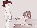 A commissioned Danny x Maddie Fenton piece done for me by RogerBacon. Danny and Maddie having some lewd private WIN-cest bonding time inside a tent!!