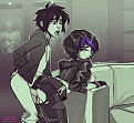 An commission pinup piece of Hiro getting some backdoor action from Ms. Tomago, done by the talented Andava!!